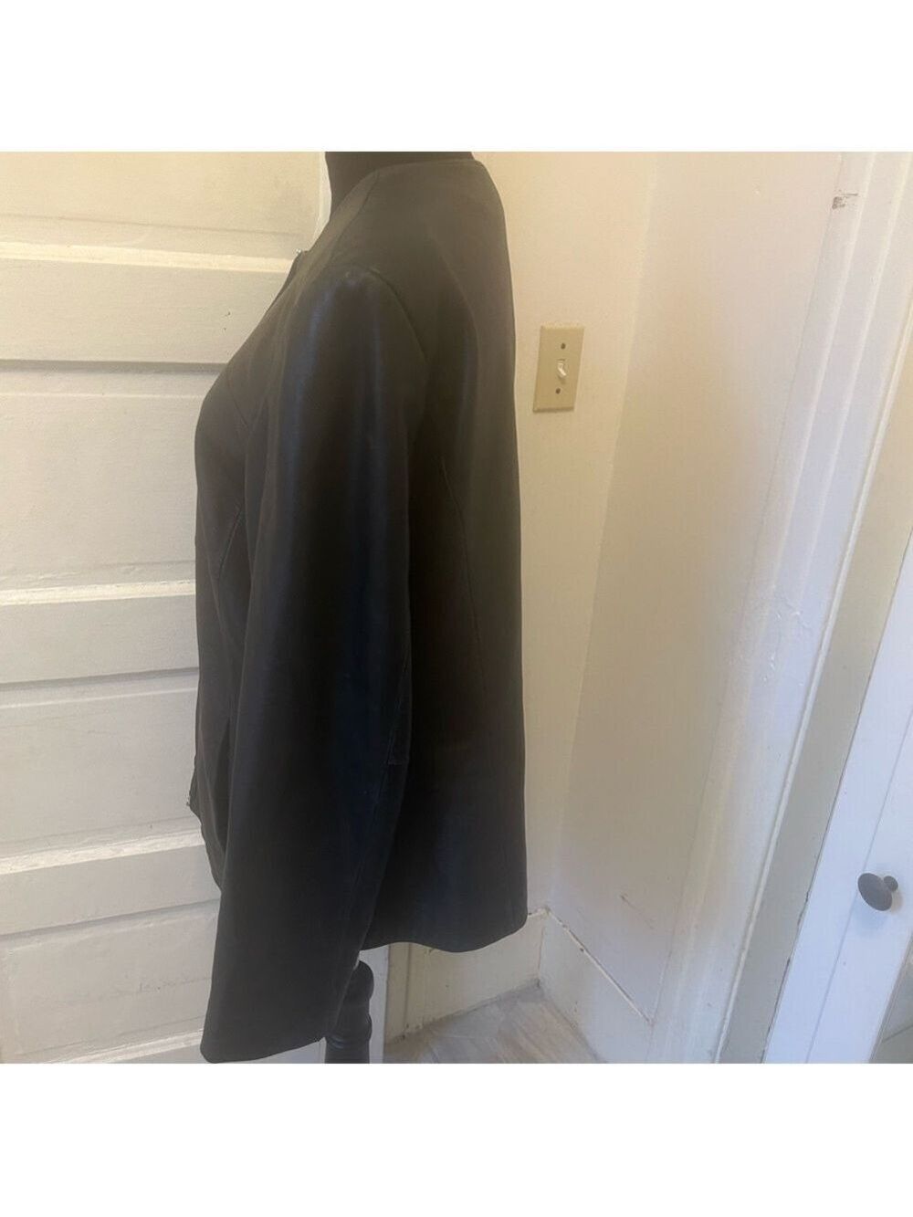 Classics Entier Women’s Leather Moto Jacket Sz 16 Black Full Zip Pockets - Picture 4 of 9